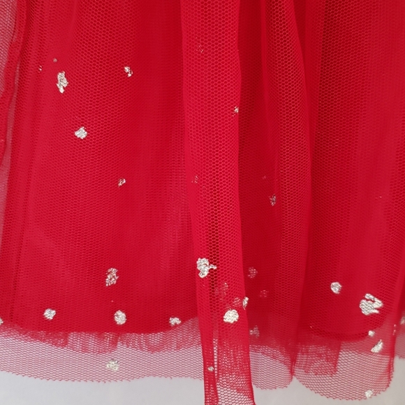 Girls Red tulle skirt with silver size 7/8 - Picture 2 of 2